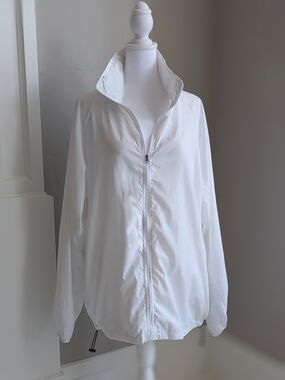 zeagoo White Lightweight Zip Windbreaker W/Hood Jacket-XXL